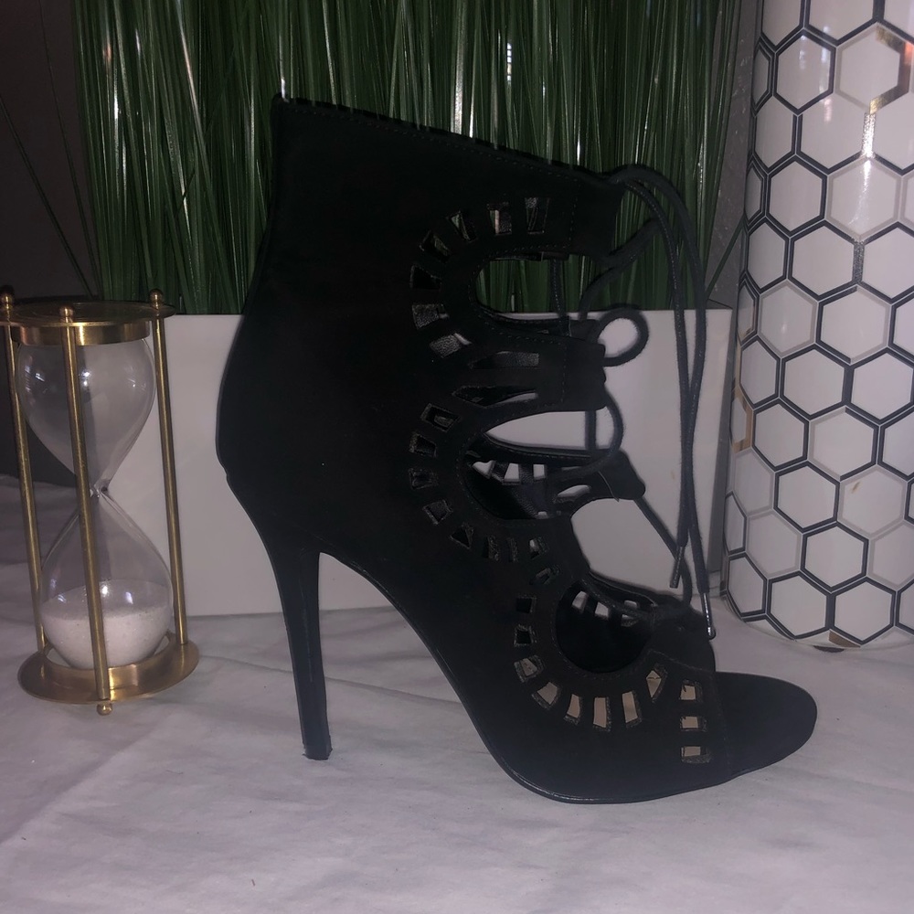 Black Open Toe Booties
